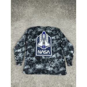 NASA Shirt Mens Large Black Tie Dye Long Sleeve Space Shuttle Hyper Space Logo